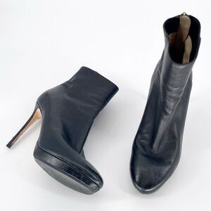 Jimmy Choo Harvey 100 Black Grainy Calf Leather Platform Ankle Boot Women's 36.5